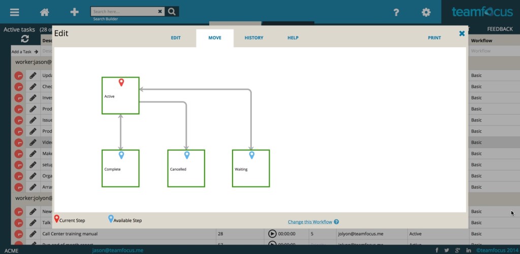 teamfocus - Move Task through Workflow